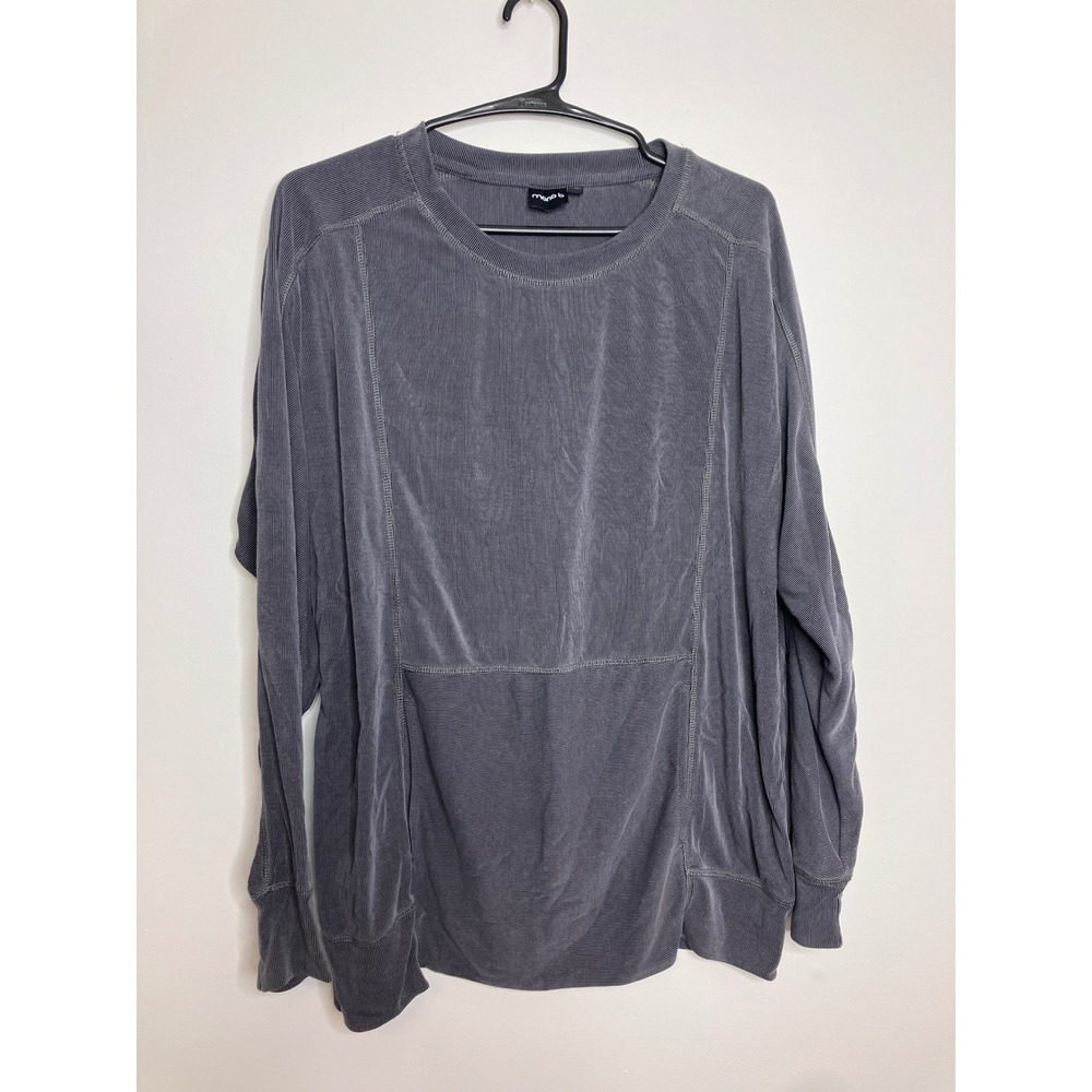 Mono B Pullover Top Womens Medium Grey Excellent Ribbed Mineral Wash KT-A08148